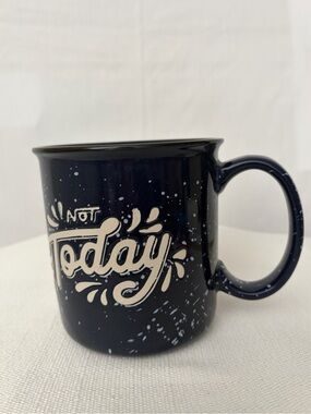 Destination Holiday Not Today Navy Speckled Camp Mug (F279)